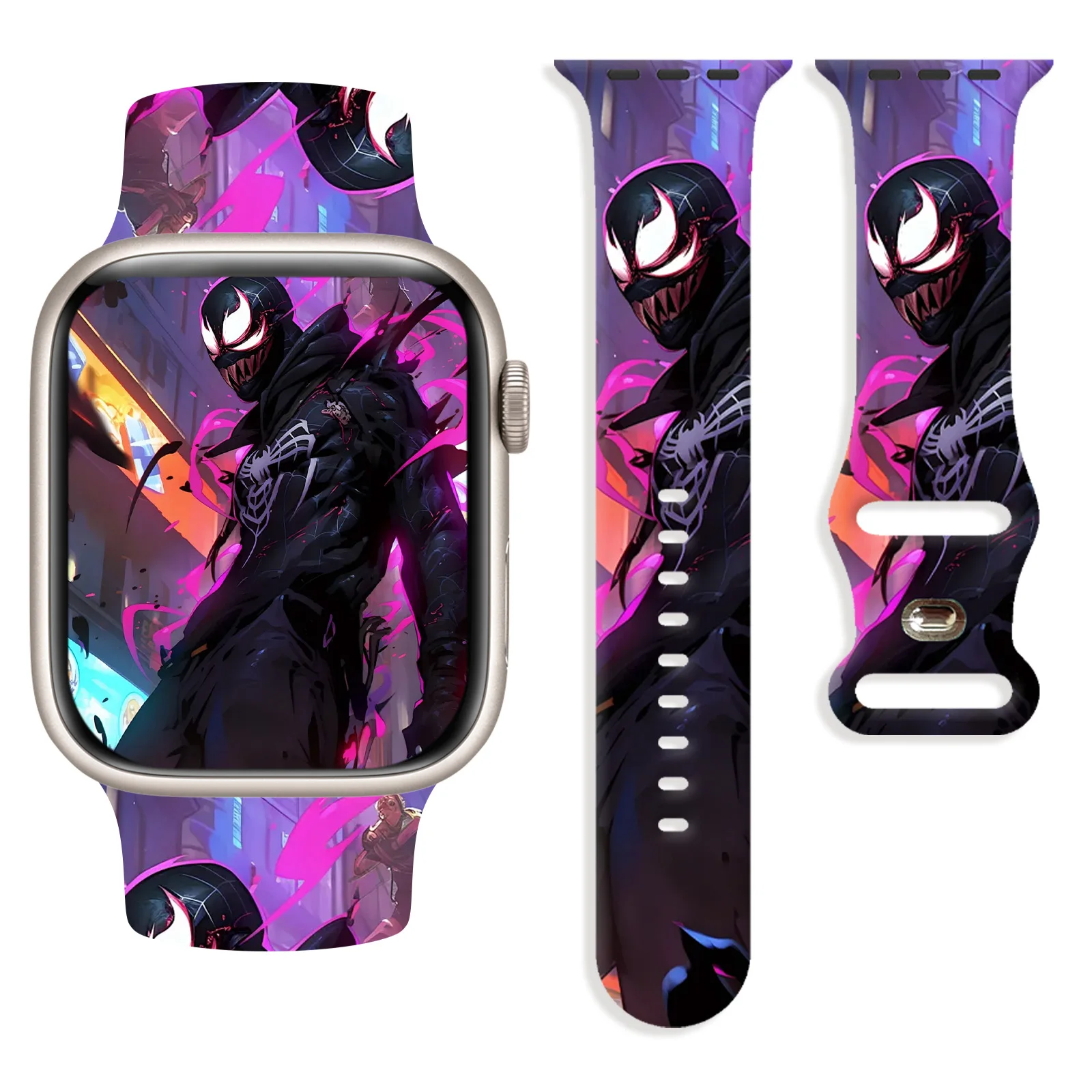 

Disney Fury Venom Silicone Strap for Apple Watch 9 8 7 SE 6 Band Replaceable Bracelet for iWatch 45mm 44mm 42mm 40mm Watchband