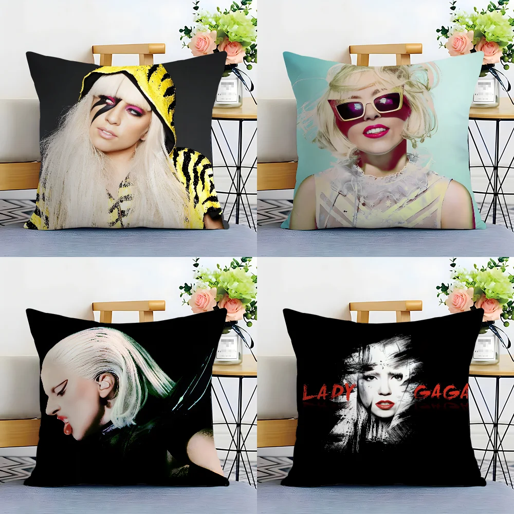 Hot Singer L-Lady G-Gaga Pillow Case Plush Fabric Soft  Pillowcase Double Sided Print Cushion Cover Household Gifts