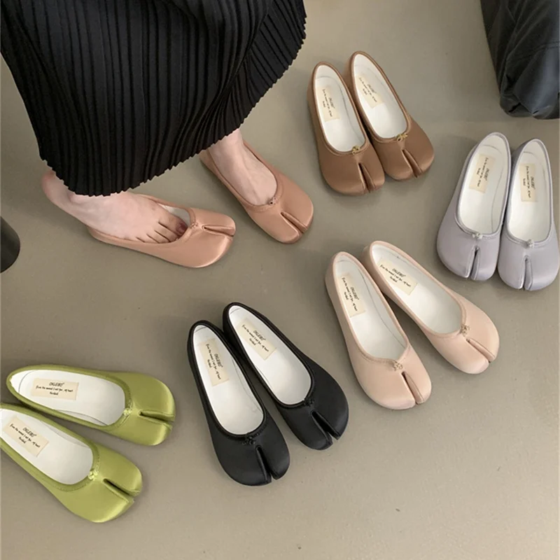 2024 Fashion Tabi Ninja Shoes Woman Flats Ballet Split Toe Ballerinas Ladies Round Heeled Loafers Tacones Female Moccasins Mujer