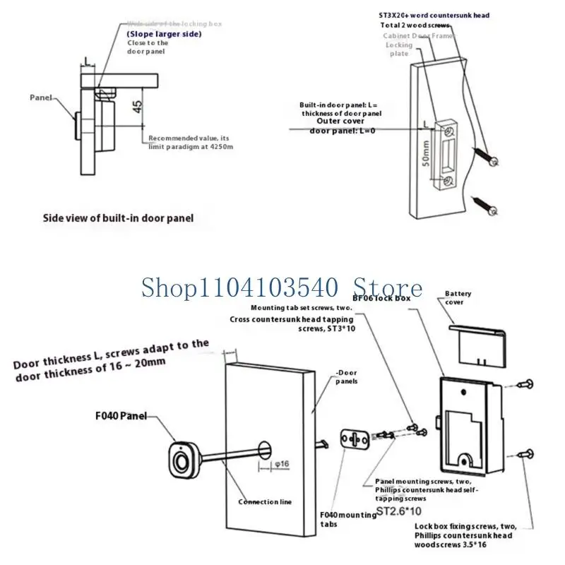 02DC Without File Door Lock Fingerprint Cabinet Lock With Fast Biometrics Recognition Portable for Home and Office