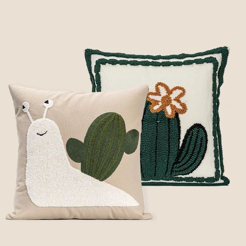 Cute cartoon cactus snail pillow living room sofa bay window bedside animal cushions