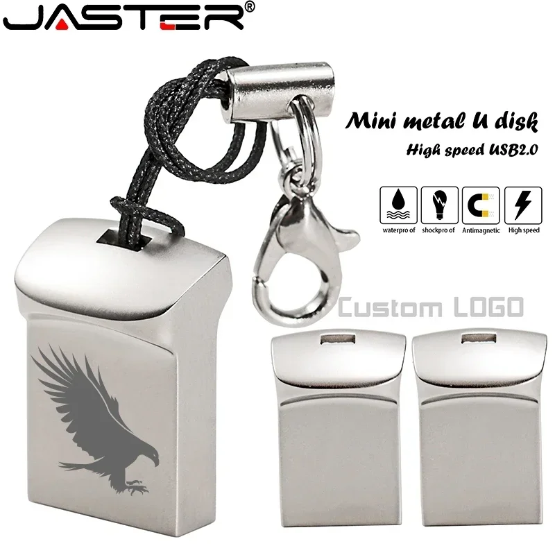 JASTER Mini Metal USB flash drive 8GB 16GB Pendrive 32GB 64GB Personalise Pen Drive  Memory Stick U disk Gift Free Custom Logo