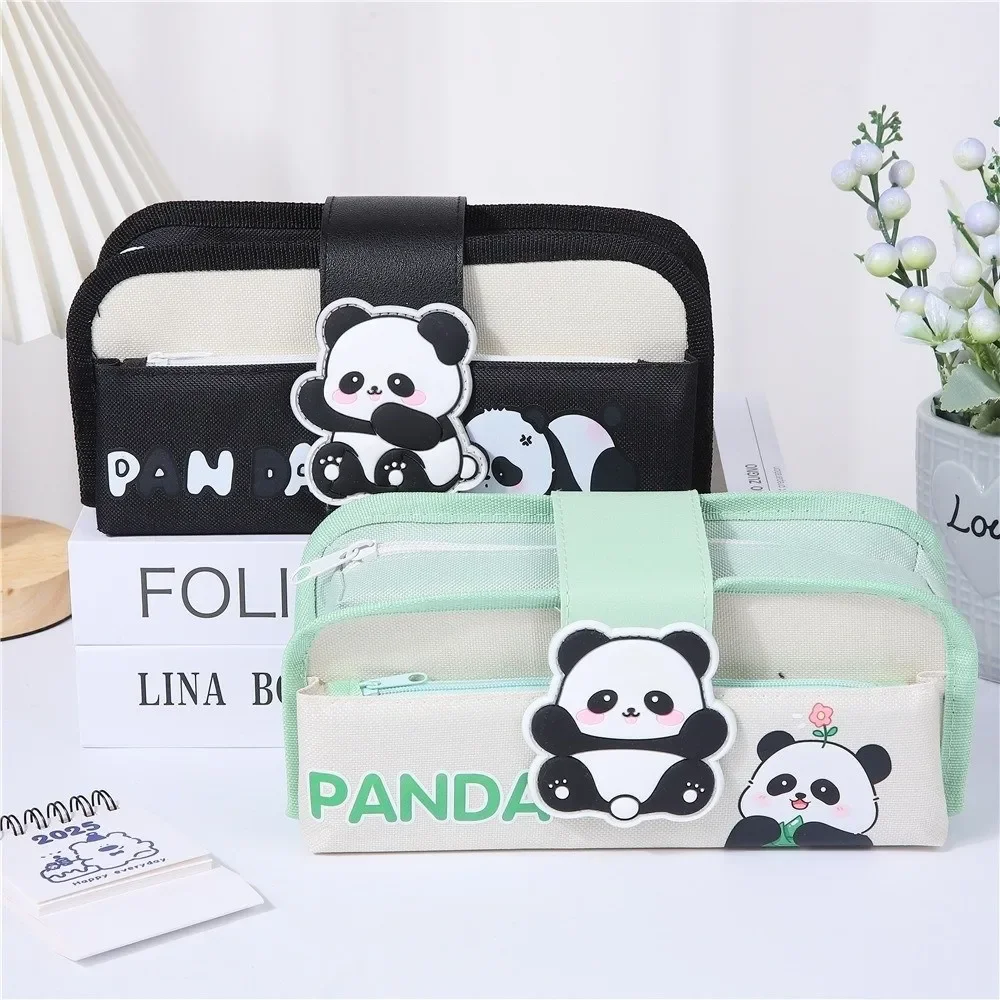 Panda Pen Bag Oxford ​​Large Capacity​​ Stationery Bag ​​Multilayer ​​Desktop Storage Stationery Organizer