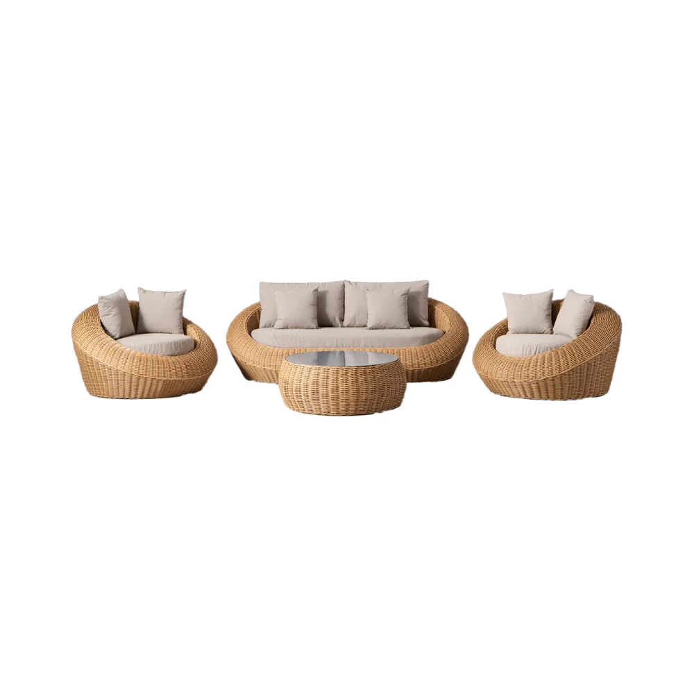 

Modern Style 4pcs Outdoor Wicker Patio Furniture Set Aluminum Frame PE Rattan Garden Sofa for Hotels Villas Courtyards