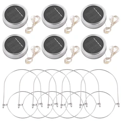태양광 항아리 뚜껑 조명, 페어리 스타 반딧불 항아리 뚜껑 조명, 6 팩 20 LED 스트링, 6 행거 포함 (항아리 미포함), 파티오 가르드