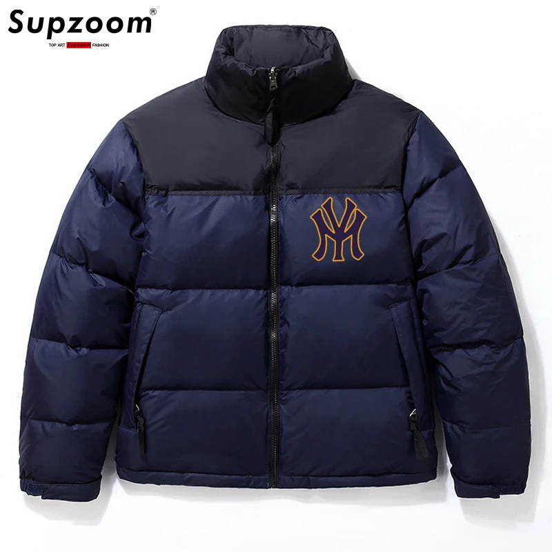 Supzoom 2022 nova chegada roupas de marca casual zíper superior moda masculina e feminina retalhos inverno casaco masculino quente para baixo jaqueta