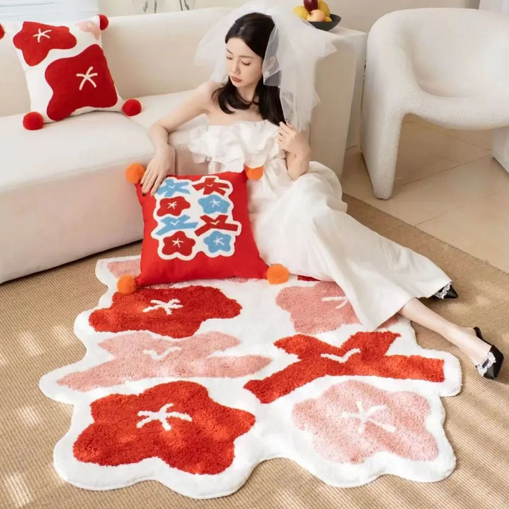 

Bright Chinese Style Room Decoration Cute Rug Girls Bedroom Bedside Rug Unique Artistic Design Rug Suitable For Wedding Room