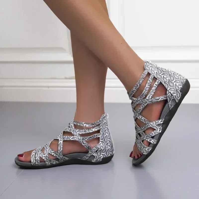 Summer 2025 Women Sandals Fashion Intersect Hollow Open Toe Woman Sandals Platform Rome Slippers Shoes Beach Plus Size Sandalias
