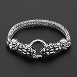 Trend Cuban Chain Double Snake Head Bracelet Charming Men's Bracelet Fashion New Party Jewelry Accessories Gift Wholesale