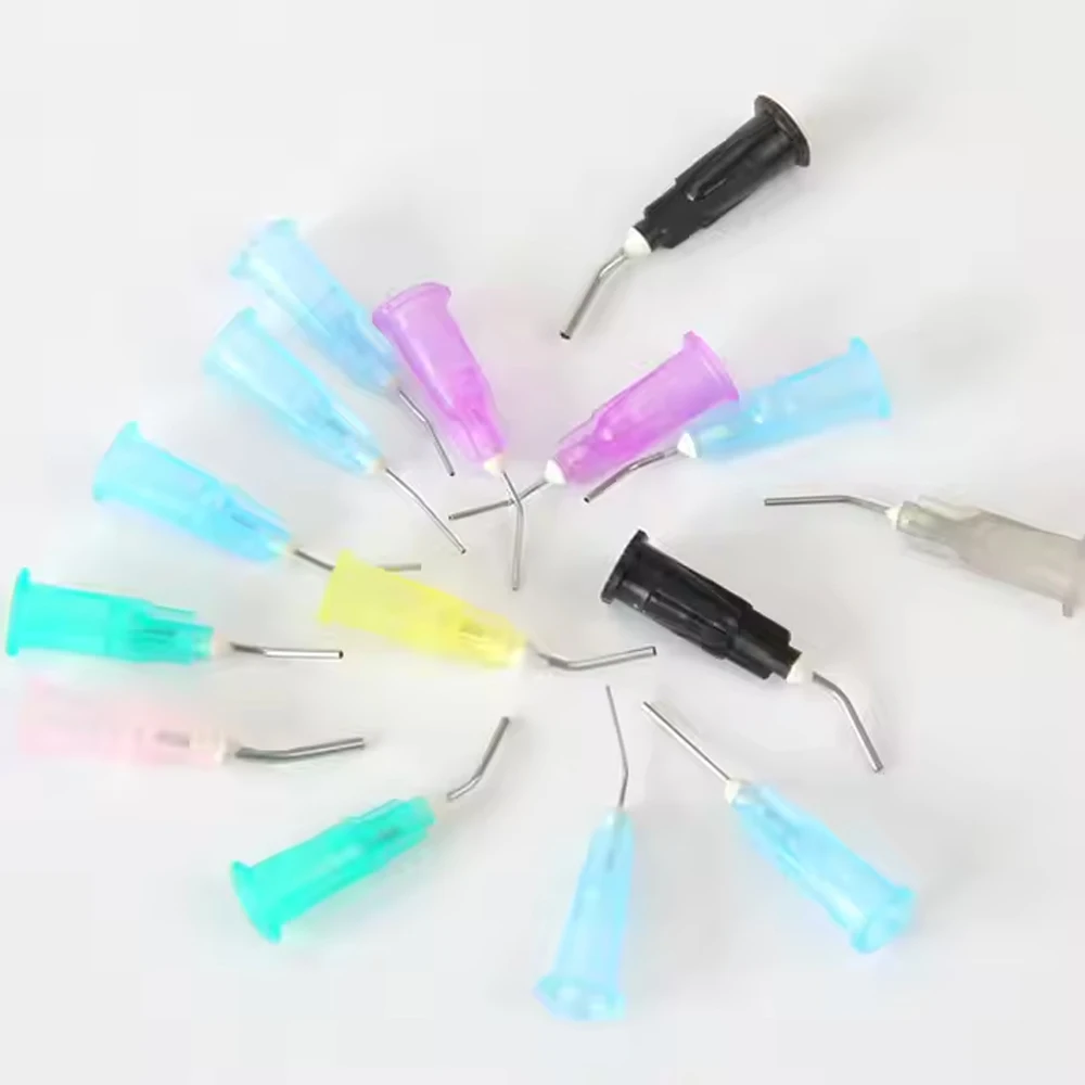 300pcs Dental Pre-Bent Dispensing Needle Applicator Tips All Gauges for Etchant Flow Sealant Composite Resin