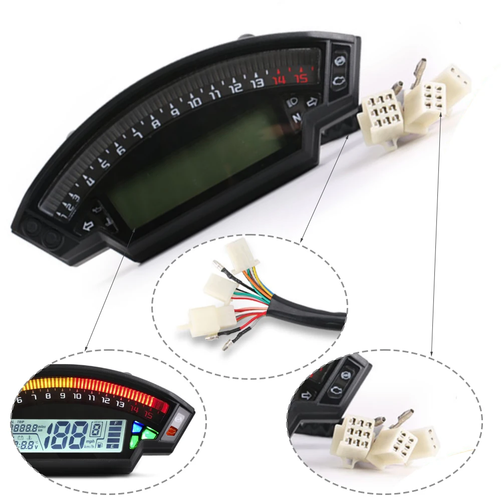 

ABS Motorcycle LED Speedometer Digital Odometer Tachometer Fuel Gauge Meter For 4-Cylinder Motorcycles