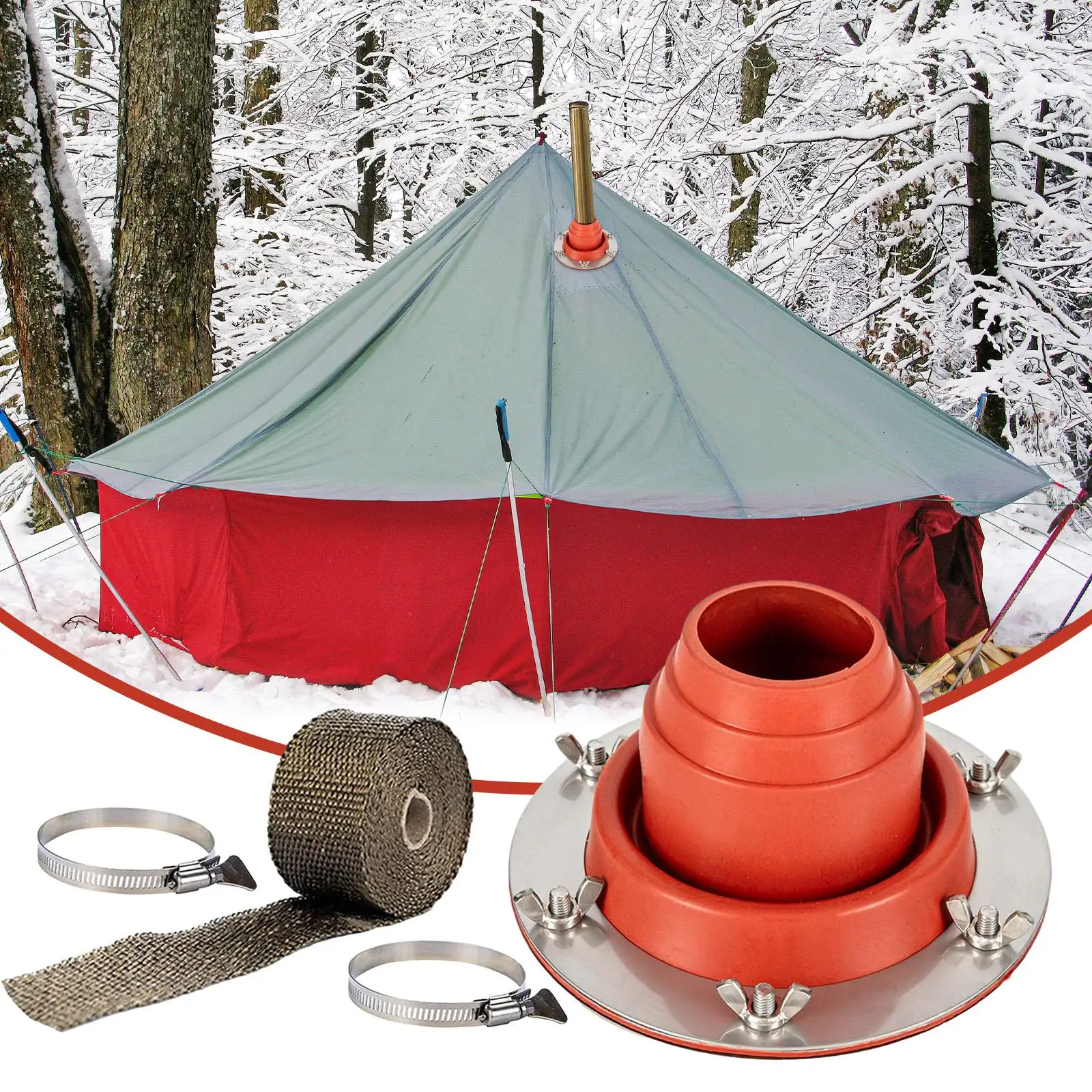 Tent Roof Stove Jack Firewood Stove High Temp Tube Silicone Fire Resistant