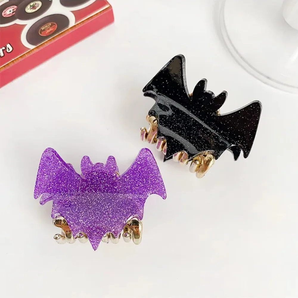 Fashion Y2K Halloween Bat Hair Claw Dazzling Colors Alloy Shiny Acrylic Shark Clip Gothic Style Cosplay Bat Wings Hair Claw Work