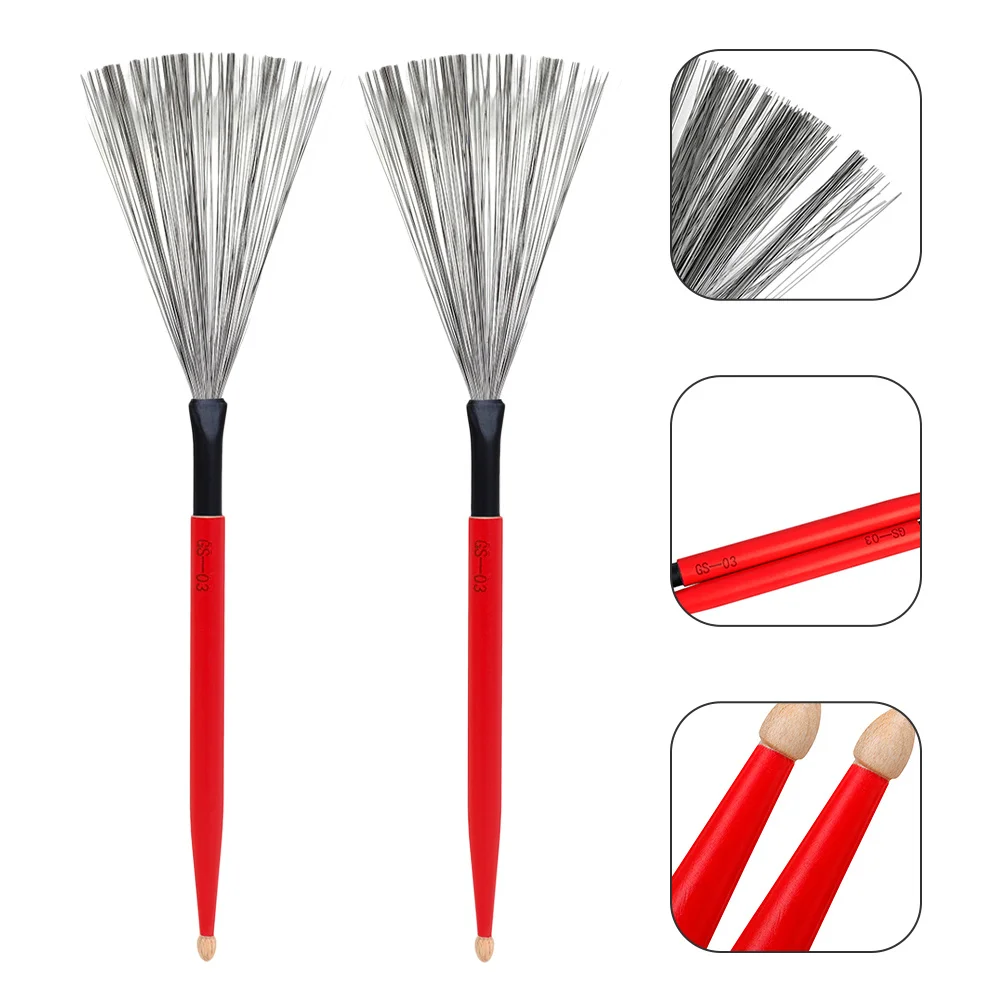 

1Pair Drum Brush Set Carbon Steel Wire Drum Brushes Maple Wood Handle Comfortable Non Slip Grip Suitable for Jazz Drums