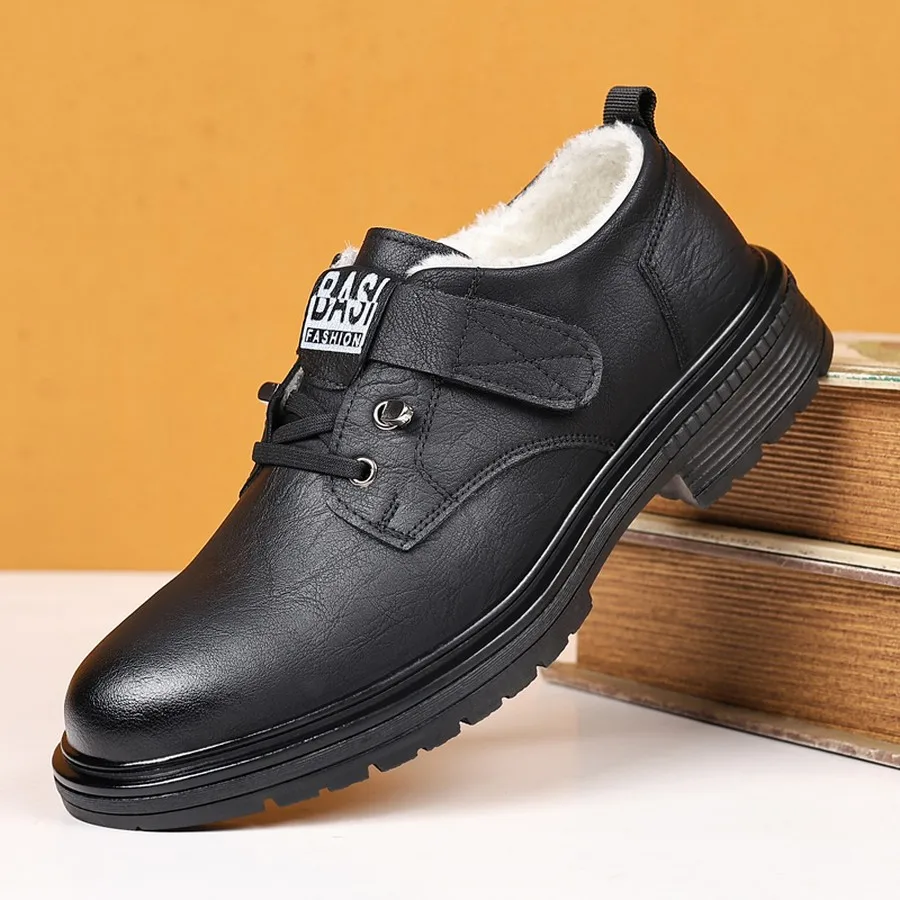 Men's Winter Fleece-Lined Lace-Up Short Boots, Round Toe, Warm-Lined Casual Boot for Daily Wear and Outdoor Use