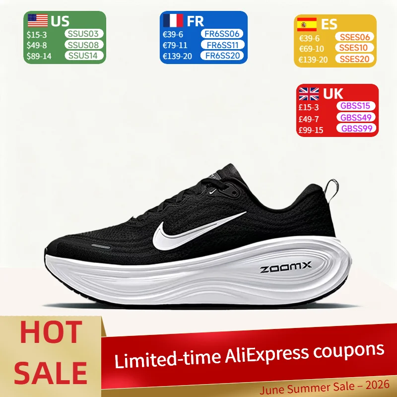 Nike Vomero Plus: Stylish, Comfortable, Breathable Mesh Low-Top Running Shoes for Men in Black and White  HV8150-002