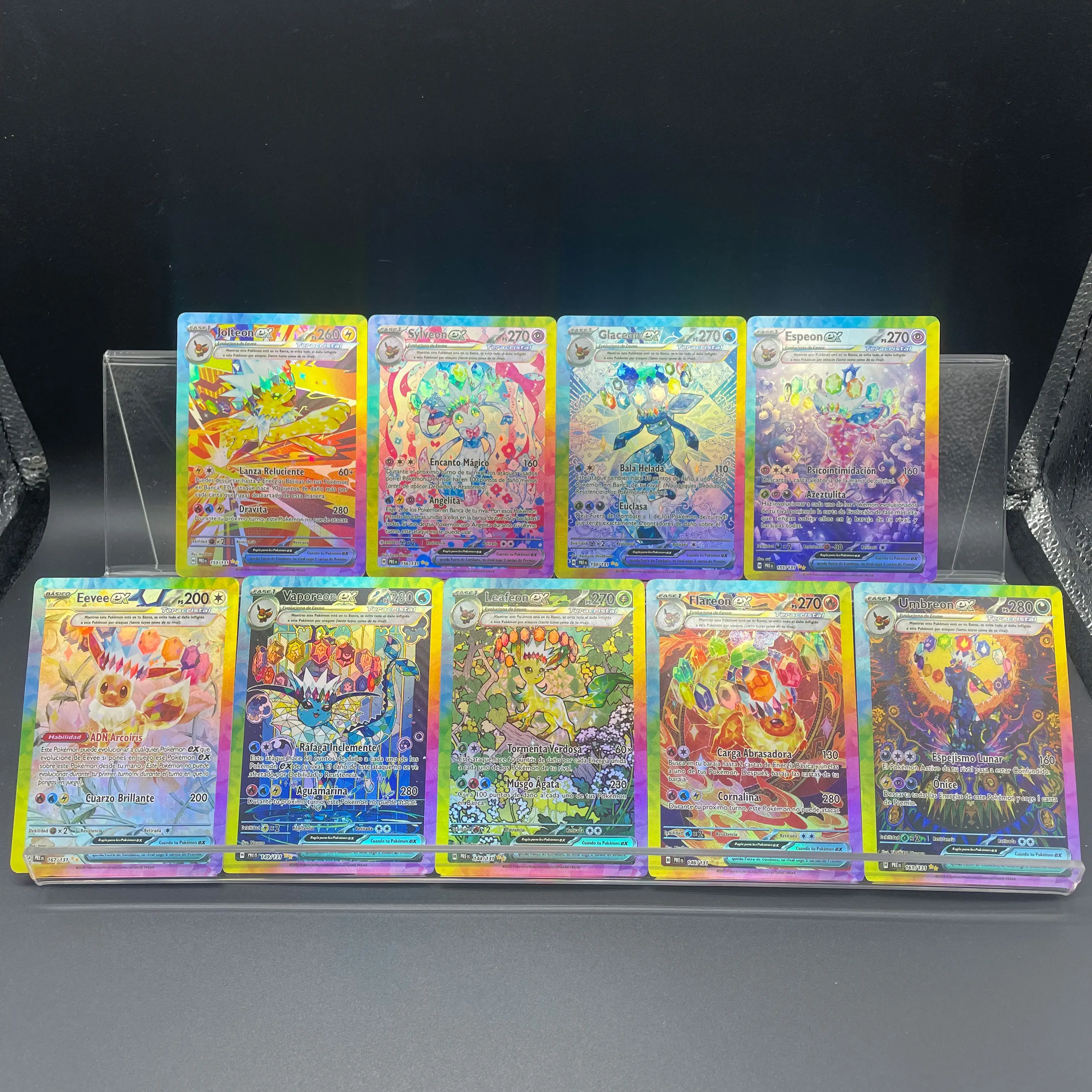 لتقوم بها بنفسك ذاتية الصنع Ptcg Umbreon Eevee Jolteon Glaceon Ex Umbreon Vmax الإسبانية الانكسارية اللون فلاش الملمس جمع بطاقة هدية #2