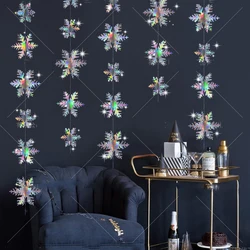 Iridescent 3D Snowflake Garland Holographic Paper Snowflakes Streamer Winter Wonderland Christmas Frozen Birthday Party Supplies