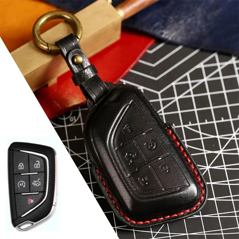 

1pc Car Remote Key Fob Cover Case Holder Shell For Cadillac CT4 CT5 CT4-V C8 Corvette 2018 2019 2020 2021 Keychain Accessories