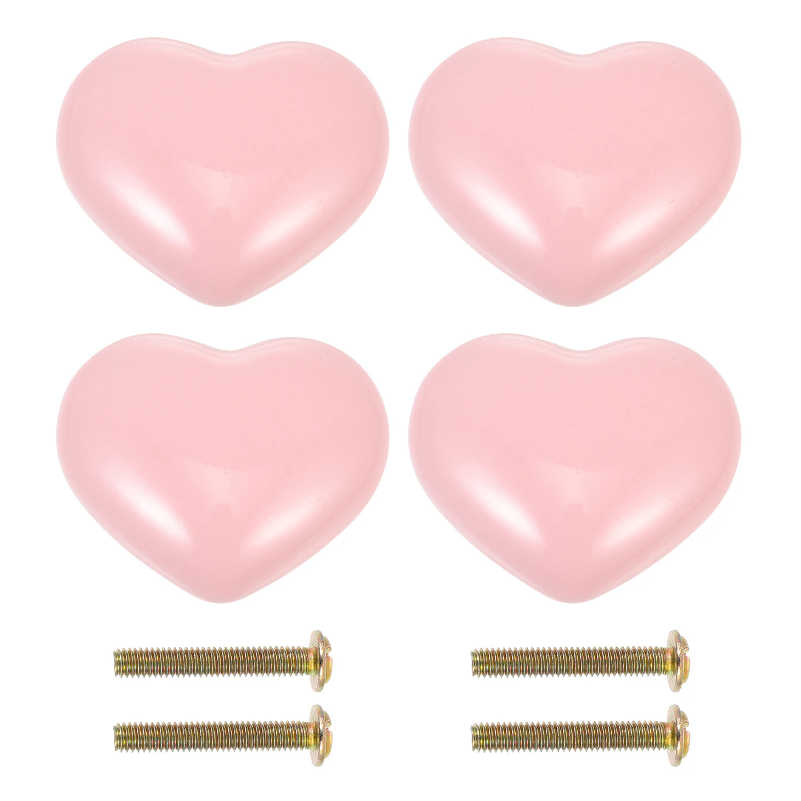

4Pcs Heart Shaped Cabinet Pull Handle Stainless Steel Base Ceramic Knob for Kitchen Living Room Bedroom Furniture Upgrade