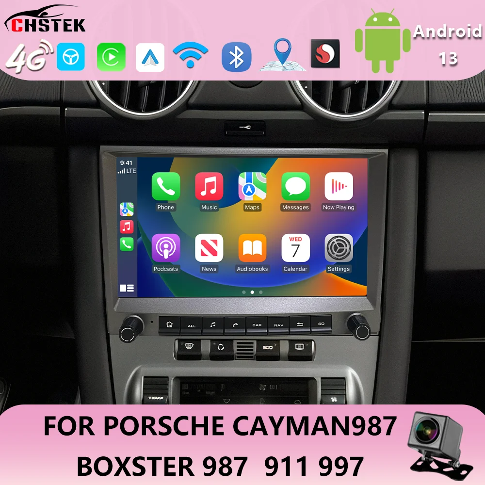 

CHSTEK Carplay For Porsche Cayman 911 987 Boxster 997 Bluetooth WIFI Navigation Android 13 GPS WIFI 4G FM RDS Multimedia Player