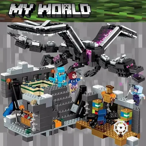 섀도우와 엔더 드래곤 배틀 빌딩 미니 트리하우스 Alex minecrafting minifigures 장난감 어린이