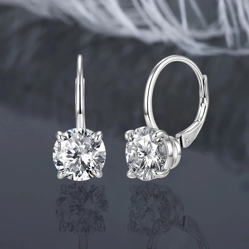 IOGOU 6.5mm/8mm 1CT 2CT Round Moissanite Solitaire Diamond Clip Earrings 925 Sterling Silver for Women Engagement Fine Jewelry view 4