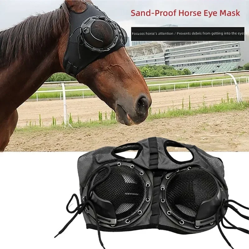 for Race Horse Eye Mask Harness Cover Windproof Speed Mask with Iron Mesh Anti Trachoma Cover Hood