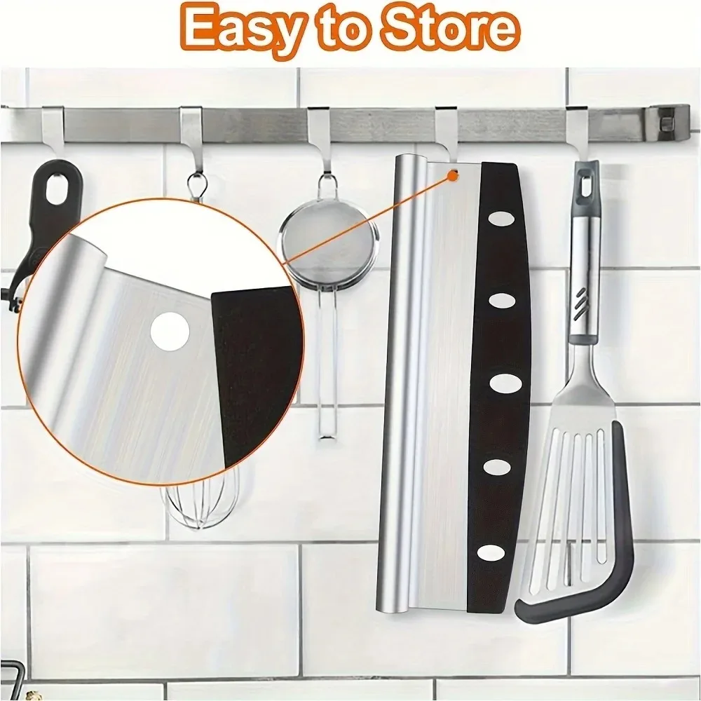Durable 14 Inch Pizza Cutter Curved with Cover Pizza Slicer Semi Circular Rocker Blade Pie Cutter Cake