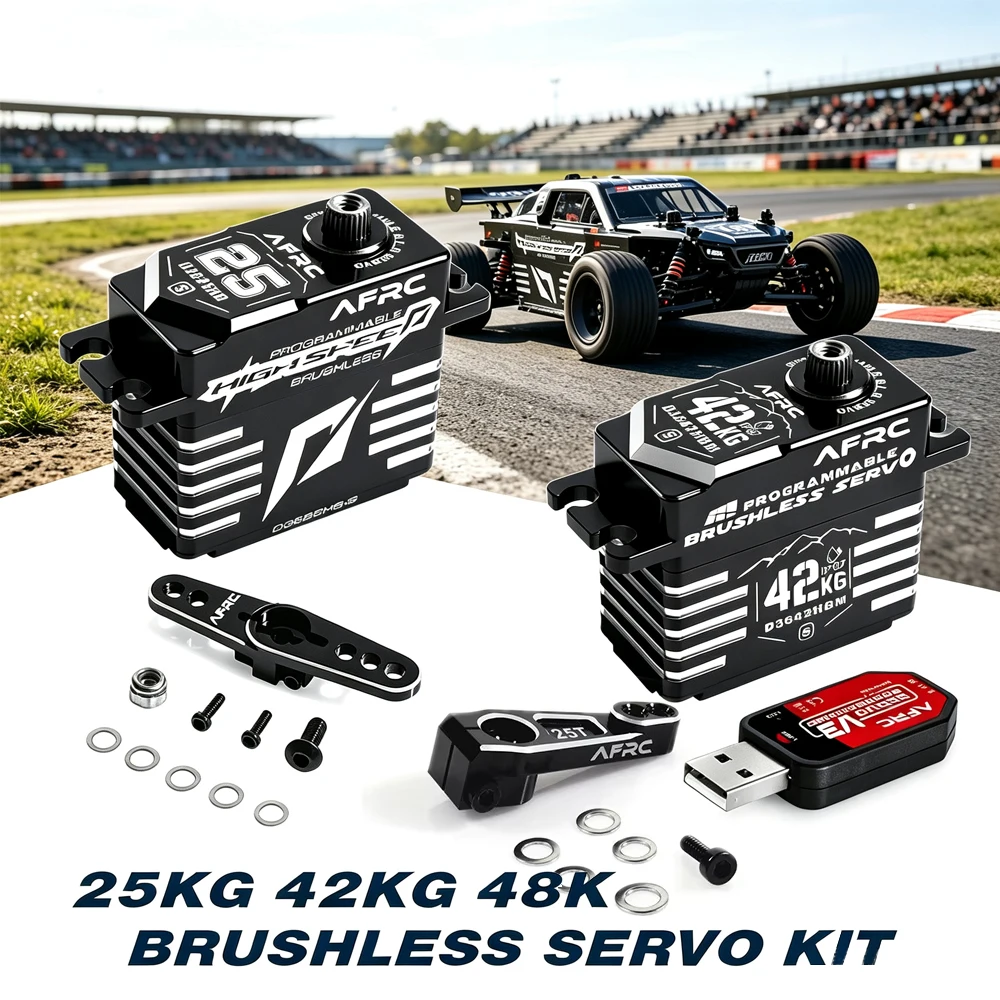 2PCS High Torque AFRC Programmable Smart Brushless Servo Kit for 1/5 1/8 Scale RC Cars On/Off Road 42KG 25KG 48KG