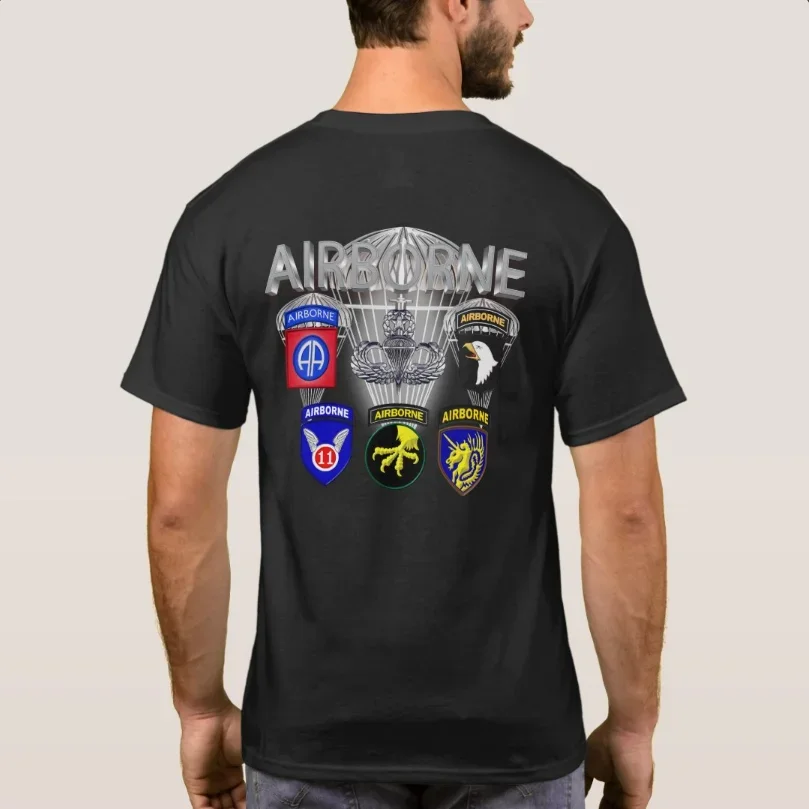 

US Army All Five Airborne Divisions Paratrooper T-Shirt 100% Cotton O-Neck Summer Short Sleeve Casual Mens T-shirt Size S-3XL