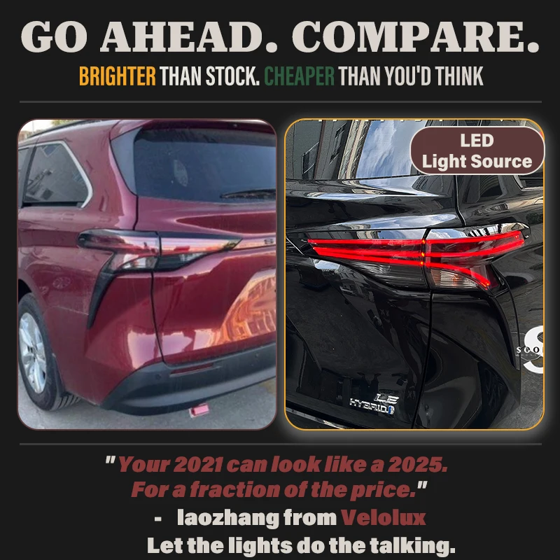 For Toyota Sienna Granvia XL40 4th Generation 2021-2026 TailLight Assembly LE/XLE Facelift to Lexus Style Amber Turn Signal