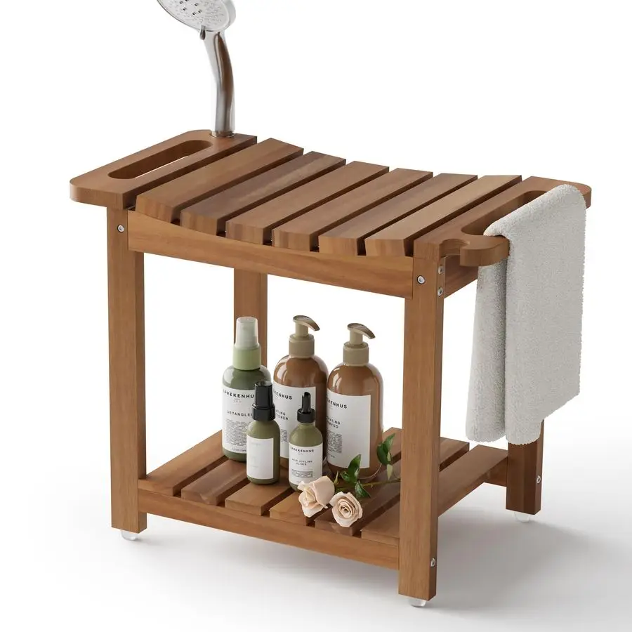 

Скамья для внутреннего душа, скамейка для ванной комнаты из дерева акации с местом для хранения вещей, водонепроницаемое сиденье для душа для внутреннего душа, с ха