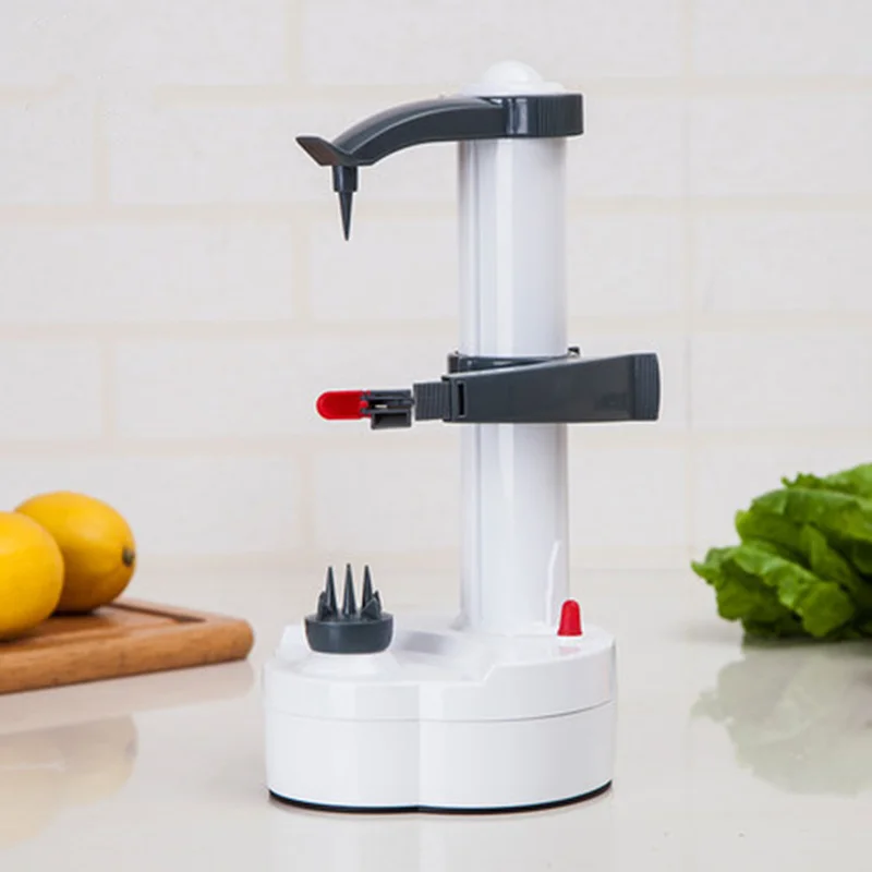 1PC New Electric Spiral Apple Peeler Cutter Slicer Fruit Potato Peeling Automatic Battery Operated Machine with Charger Eu Plug