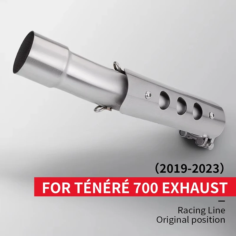 Motorrad Auspuff 51mm Schalldämpfer Mid Link Rohr Escape Mit Hitzeschild Slip-on Für Yamaha Tenere 700 XTZ690 T7 XTZ700 2019-2023