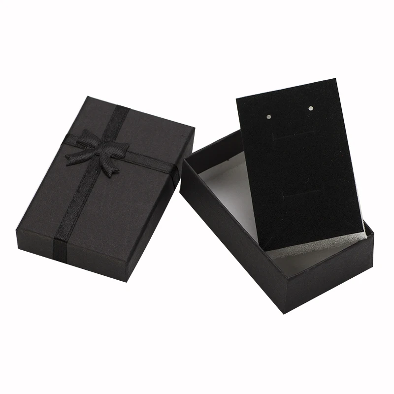32pcs 5x8cm Jewelry Box with Sponge Black Necklace Ring Studs Earrings Paper Jewellery Boxes Birthday Gift Packaging Display