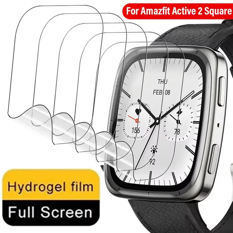 1-5PCS Soft Hydrogel Films For Amazfit Active 2 Square Watch Screen Protectors Anti-scratch Films For Amazfit Active 2 Square