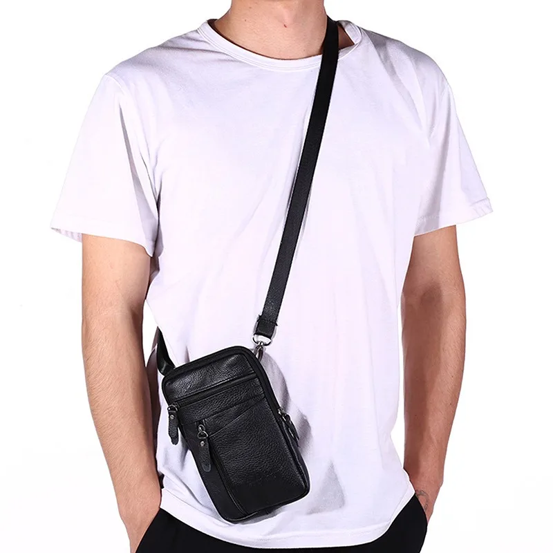 Fashion Phone Pouch Belt Bag Shoulder Crossbody Waist Pack Vintage Outdoor Multi-function Mens Leisure Hanging Waist Bag