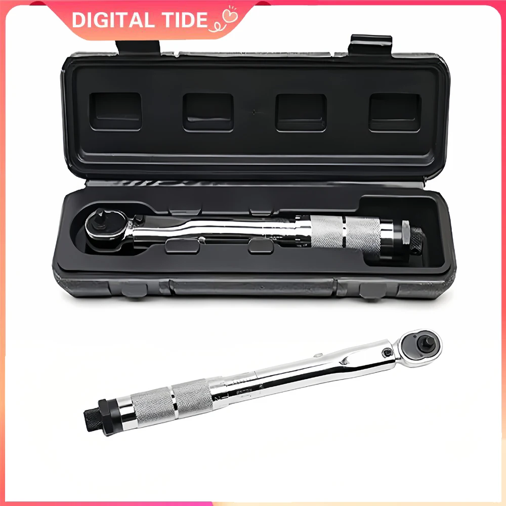 5-25N.m Micrometer Car Motorbike Disassembly Tool Professional Adjustable Torque Wrench 1/4'' Drive Spanner Hand Tool 3/8Adapter