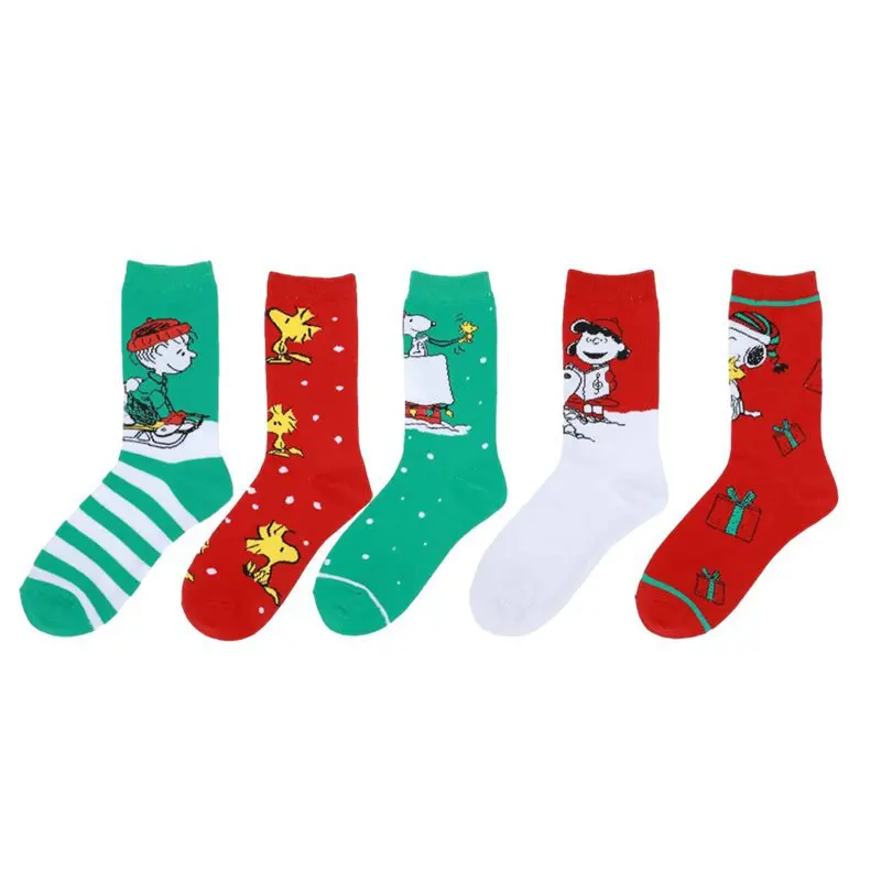 Kawaii Snoopy Cartoon Christmas Socks Anime Snoopy Women\'s Mid Tube Cotton Socks Student Ventilate Sports Socks Gifts Gifts Toys