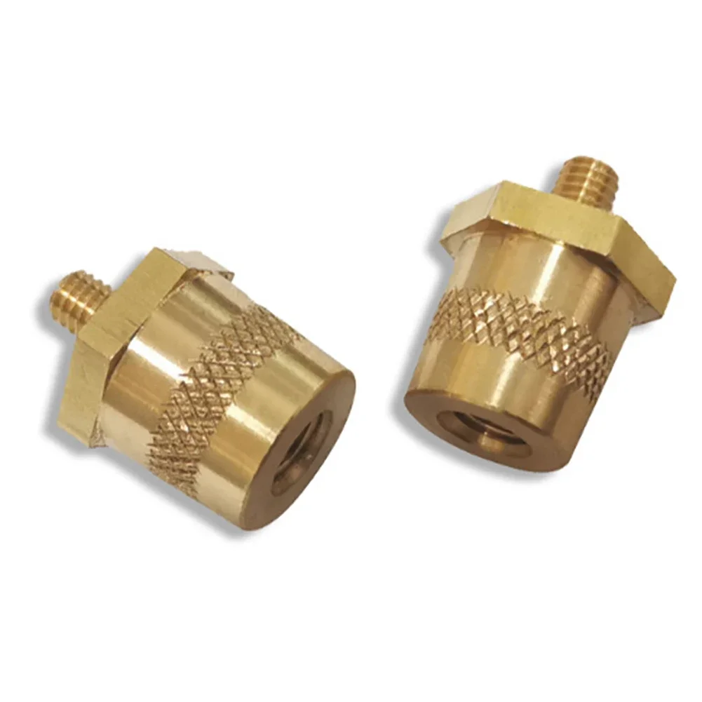 1 Pair Battery Pole Adapter Brass Battery Terminal Connector M8 Thread Positive Negative Battery Post Connector Terminal Adapter