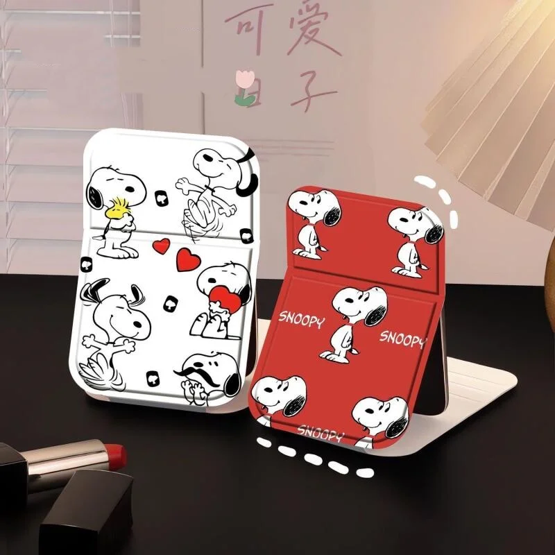 Snoopy Folding Mini Mirror Kawaii Student Dormitory Desktop Dressing Mirror Female Office Portable Cartoon Folding Mirror