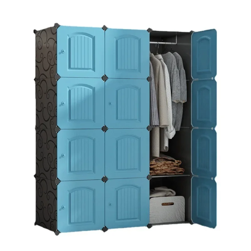 Cross-border storage dustproof plastic assembly wardrobe Rent a simple combination wardrobe for dormitory households