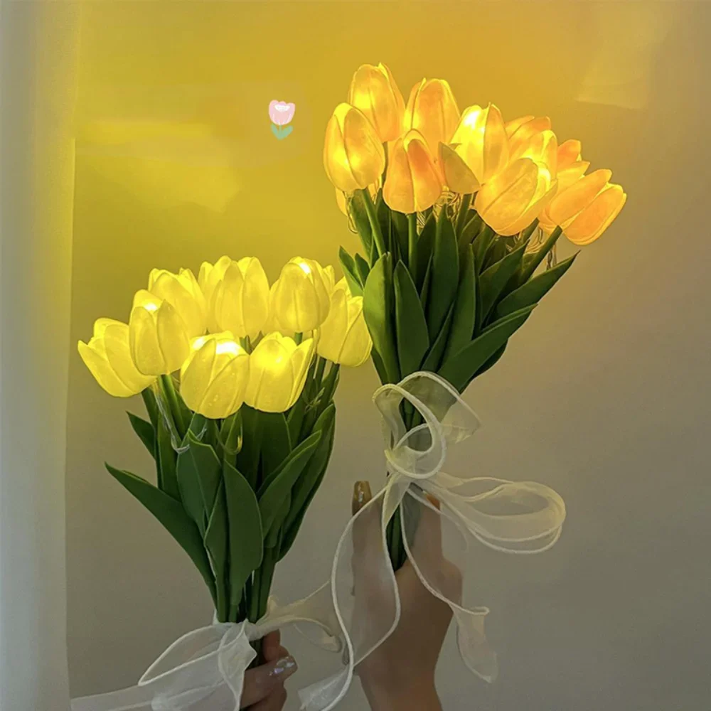 

LED Tulip Bouquet Simulation Flower Night Light Home Interior Decoration Atmosphere Small Table Lamp Valentine's Day Gift