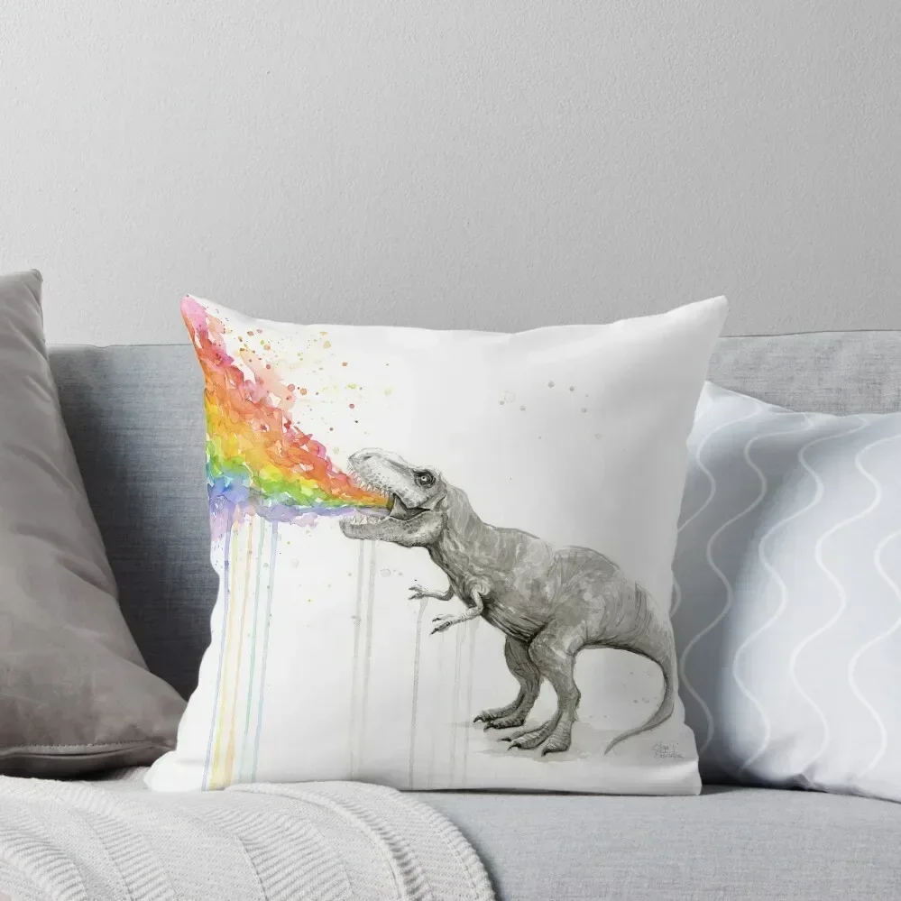 

T-Rex Rainbow Puke Throw Pillow Cushion Child covers for pillows anime girl pillow