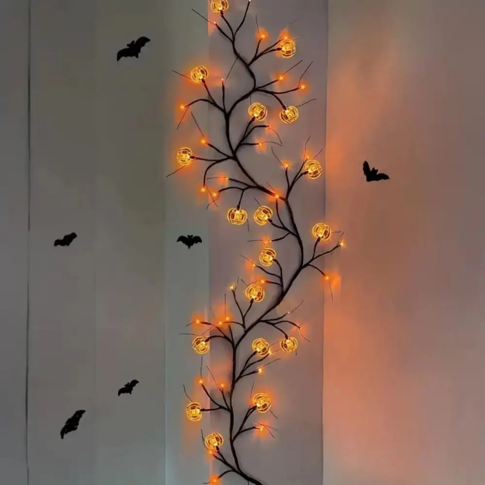 

Waterproof Halloween Pumpkin String Light Luminous Bendable Bendable Tree Lamp With Pumpkin Dimmable Black Willow Vine Light