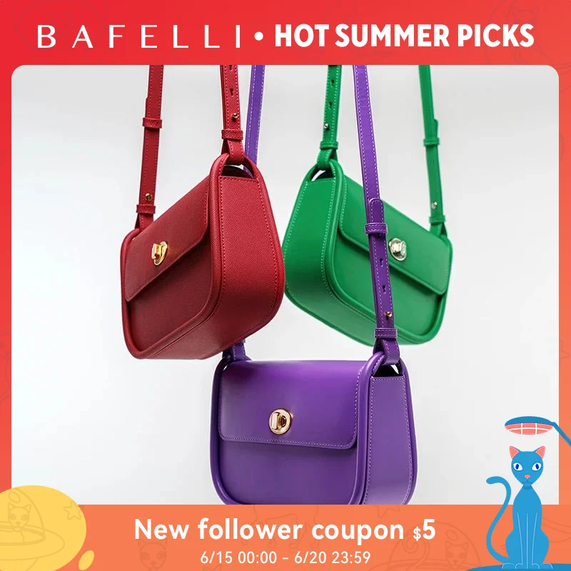 

BAFELLI 2026 WOMEN'S NEW TREND LEATHER SADDLE BAGS FASHION STYLE ORIGINAL DESIGNER LUXURY BRAND CASUAL CROSSBODAY PURSE SHOULDER