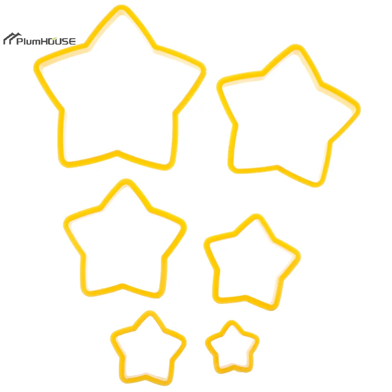 6Pcs/set Christmas Tree Cookie Cutter Stars Shape Cake Biscuit Cutter Mold