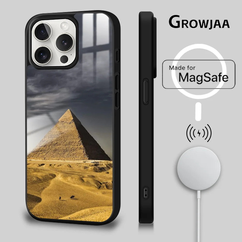 Greco-Egypt Pyramid Magsafe Phone Case For iPhone 15 14 13 12 11 Pro Max Plus Mini Shockproof Mirror Wireless Magnetic Cover