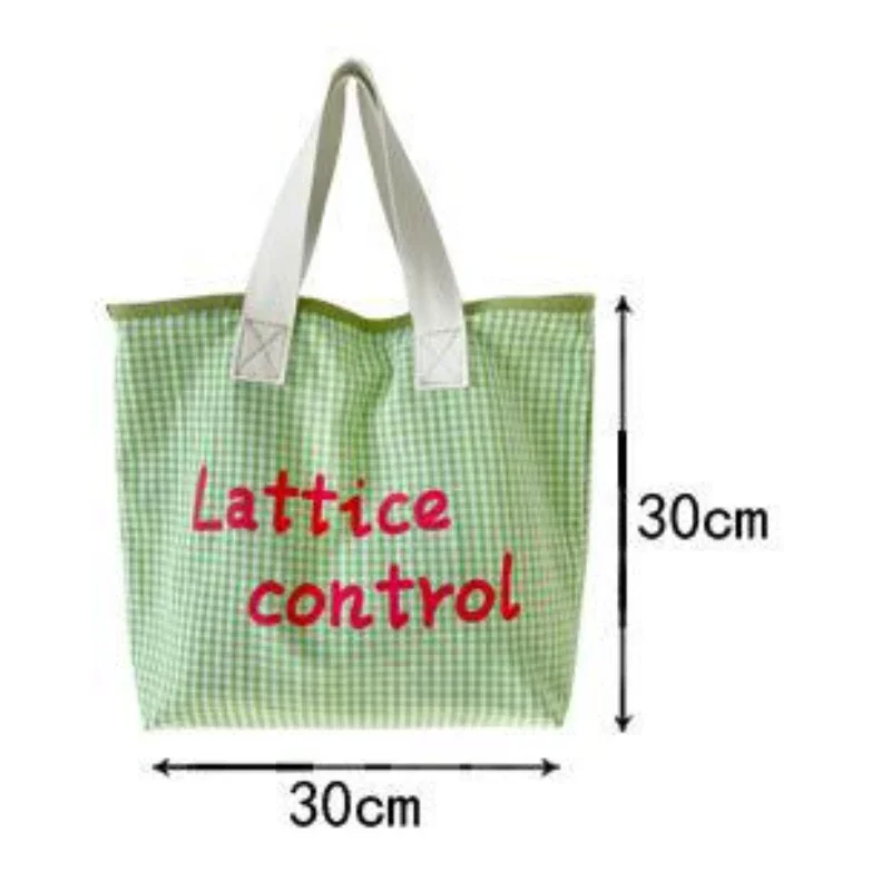 Portable Lunch Bag Canvas Plaid Picnic Food Bag Large Capacity Women Small Tote Korean Style Shopping Handbag Children Lunch Bag